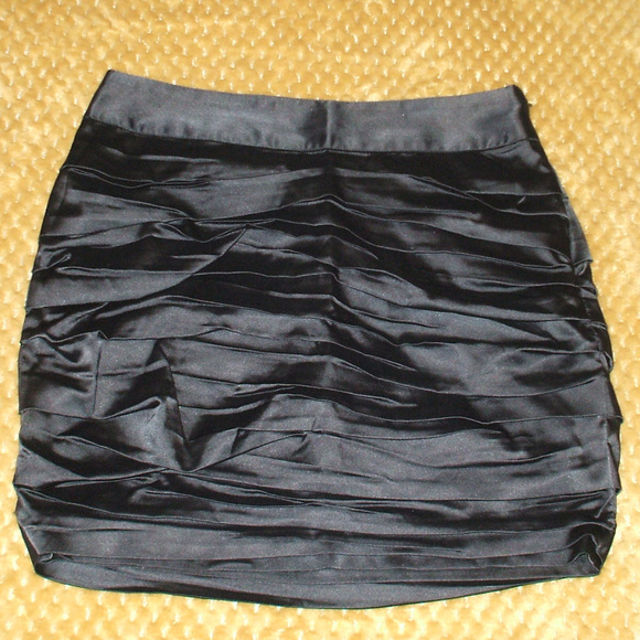 satin ruched mini skirt
